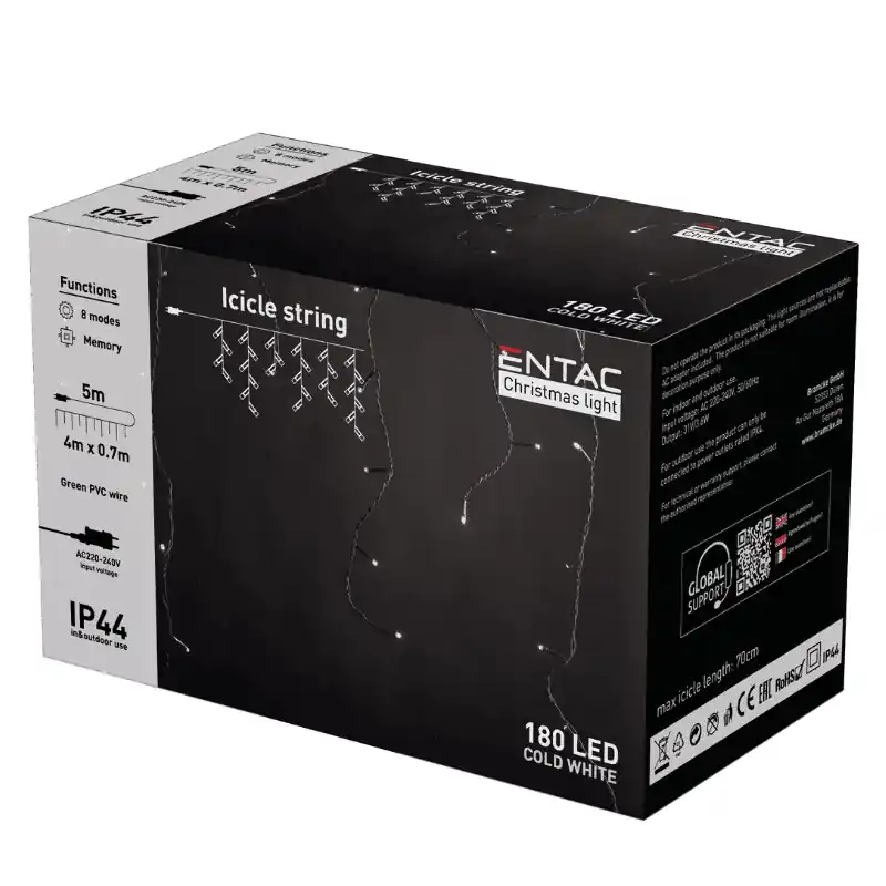 Bestseller Karácsonyi Jégcsapfüzér 4 méter 180 LED Kültérre