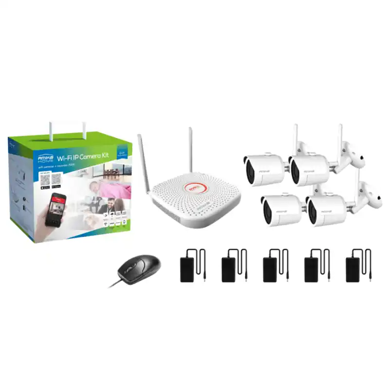 4 kamerás WIFI videórendszer rögzítővel – Amiko WiFi Kit 4900 Árengedmény