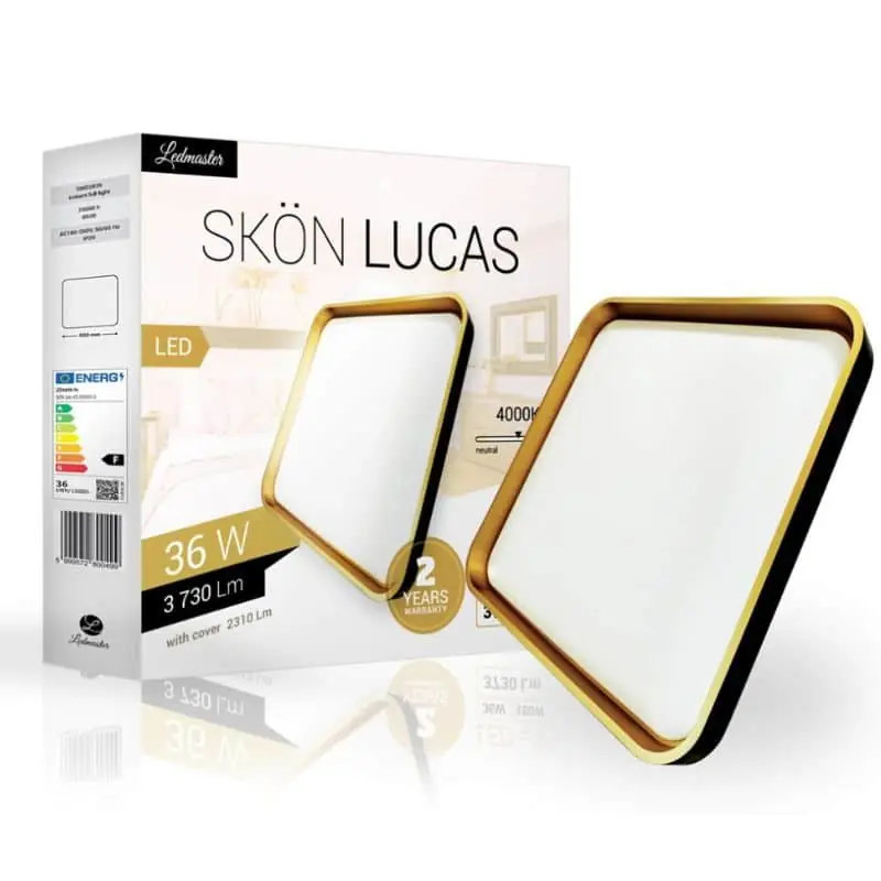 Skön Lucas modern mennyezeti LED lámpa 36W 50cm arany/fekete Szezonális akció