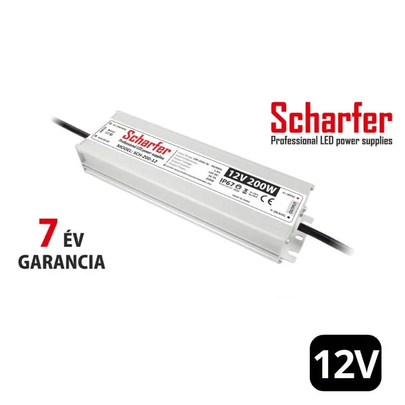 Rendeld meg most Scharfer vízálló LED tápegység 200W 12V IP67 7 év garanciával
