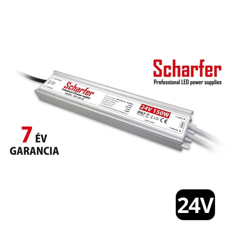 Scharfer vízálló LED tápegység 150W 24V IP67 7 év garanciával Olcsóbb