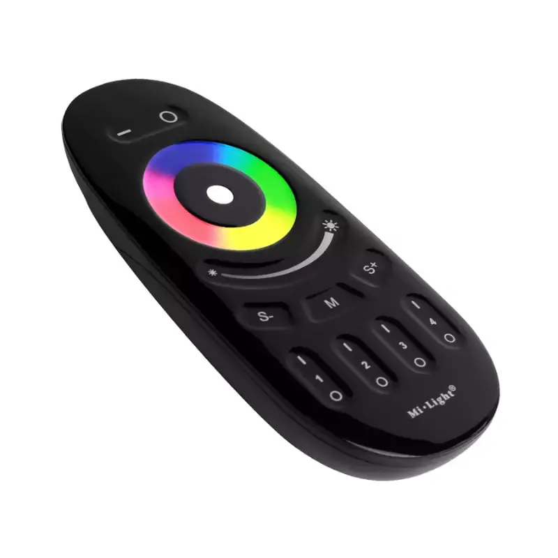 Árengedmény Távirányító RGBW és RGB LED szalagokhoz, fekete, 2,4GHz, 4 zónás, Mi-Light FUT096B