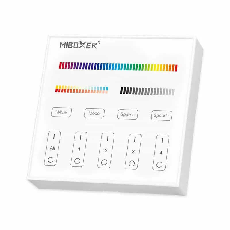 Vezeték nélküli RGB-CCT LED vezérlő, fali, 4 zóna, Mi-Light Azonnal elérhető
