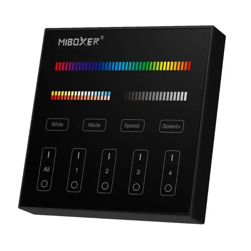 Vezeték nélküli RGB-CCT LED vezérlő, fali, 4 zóna, Mi-Light Fekete Kedvezményes ár