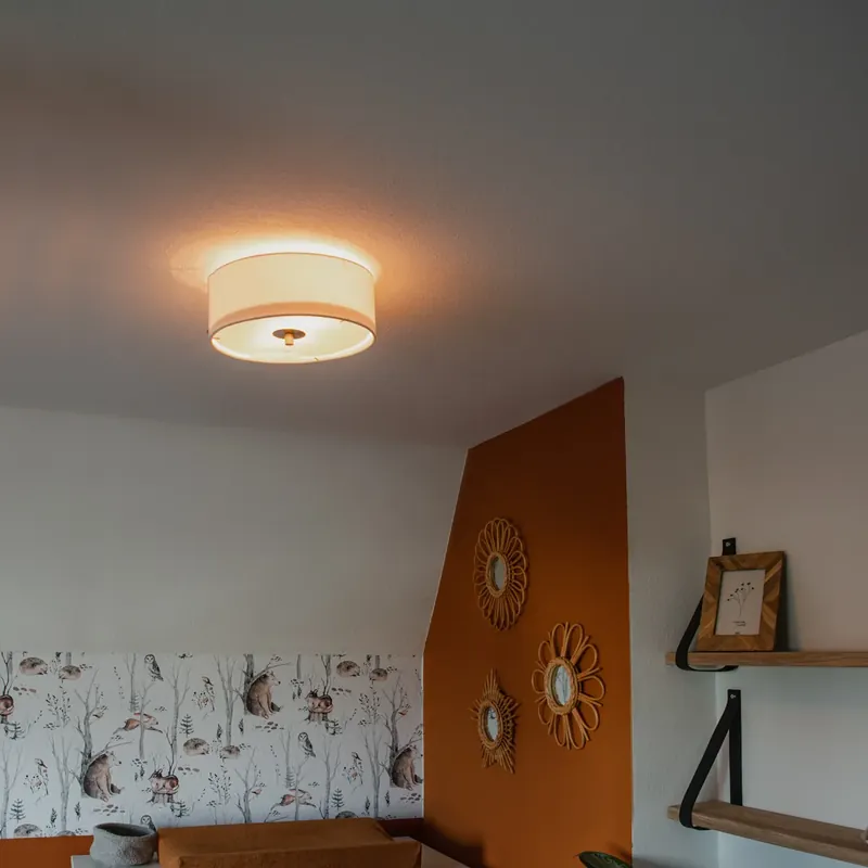 Biztonságos fizetés Rusztikus mennyezeti lámpa fehér/krém 30 cm - Drum Jute