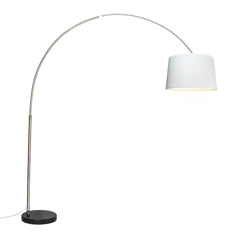 Acél ívlámpa fehér textilbúrával 45 cm - XXL Szuper akció