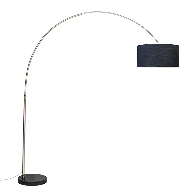 Acél ívlámpa szövetbúrával fekete 50 cm - XXL Csak ma