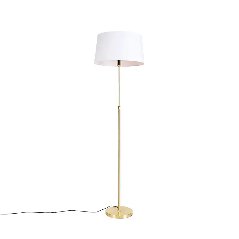 Legnépszerűbb Arany/Réz állólámpa fehér vászon búrával 45 cm - Parte