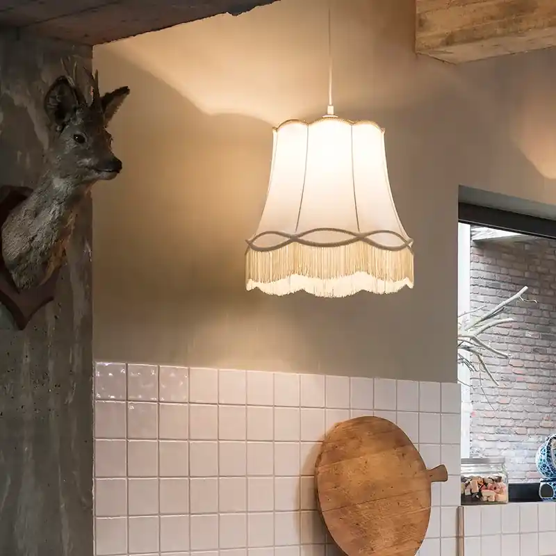 Vásárlói kedvenc Retro függőlámpa krém 45 cm - Granny