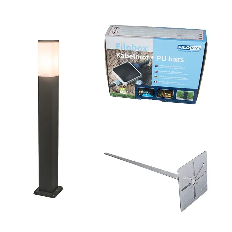 Végkiárusítás Kültéri lámpa antracit 80cm IP44 - Malios talp és kábelcsatlakozóval