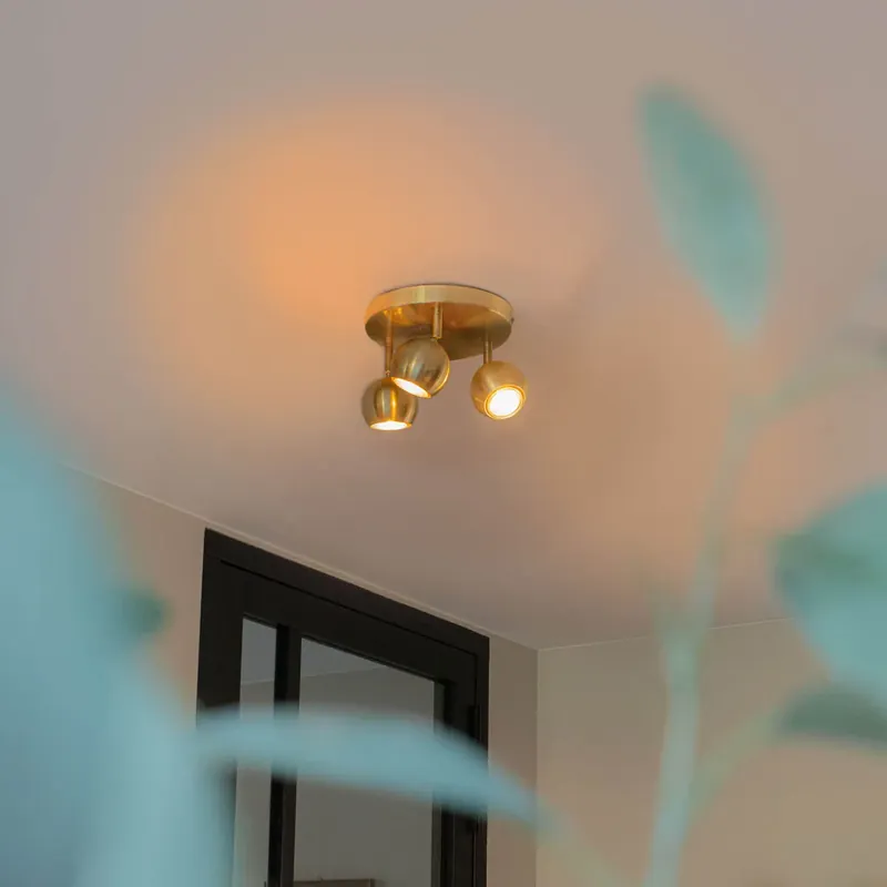 Retro kerek reflektor sárgarézzel mennyezeti tárcsával 3-lámpás - Gissi Szuper ajánlat