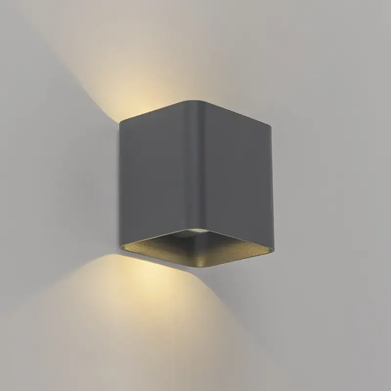 Modern fali lámpa sötétszürke LED-del IP54 négyzet alakú - Evi Csak ma