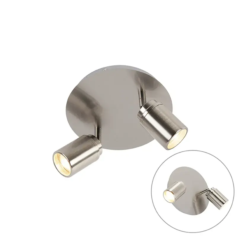 Modern fürdőszoba spotlámpa acél 2-lámpás IP44 - Ducha Népszerű
