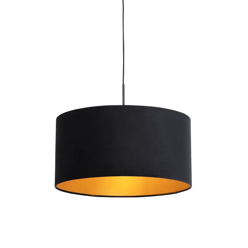 Függőlámpa fekete bársony árnyékolóval, arany színnel 50 cm - Combi Outlet