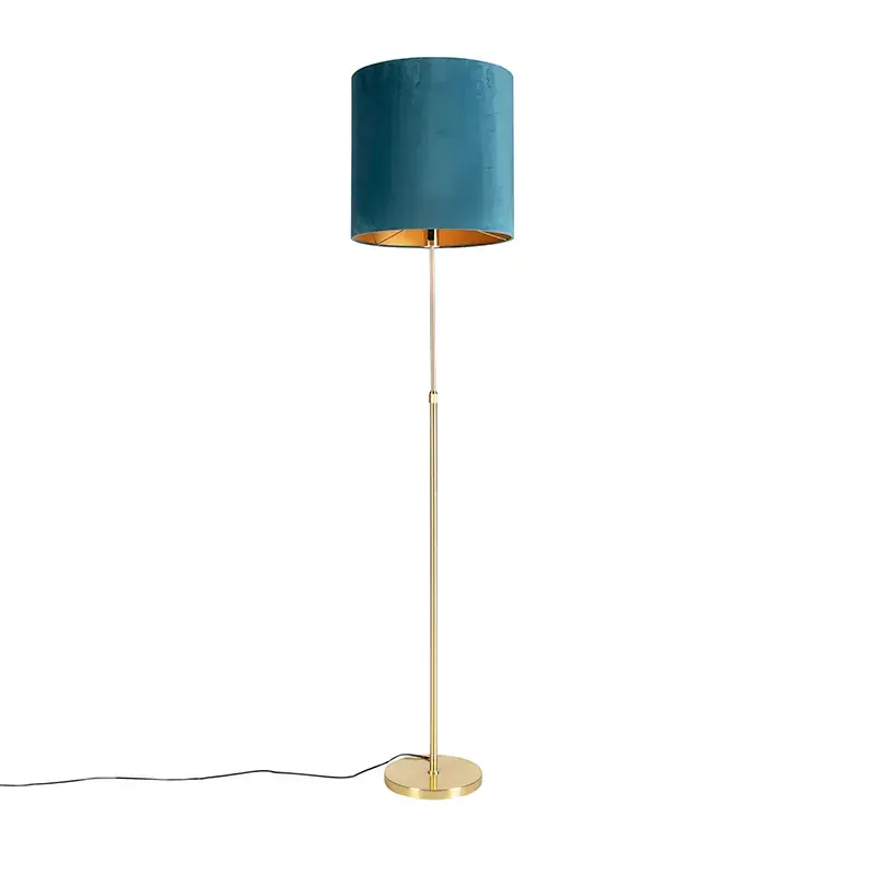 Gyors szállítás Állólámpa arany/bronz kék bársony búrával 40/40 cm - Parte