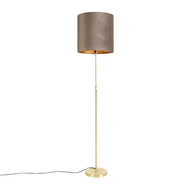 Állólámpa arany/bronz színű, taupe bársony árnyékolóval 40/40 cm - Parte Outlet