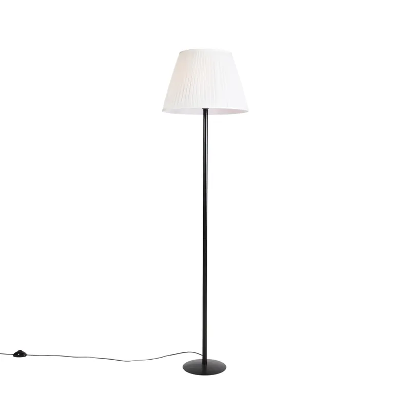 Ne maradj le Modern állólámpa fekete fehér redős árnyékolóval 45 cm - Simplo