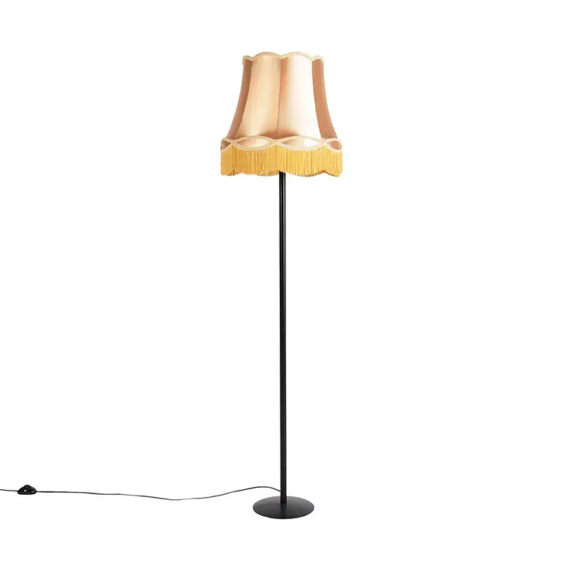 Szuper ajánlat Retro állólámpa fekete, arany színű nagyi búrával 45 cm - Simplo