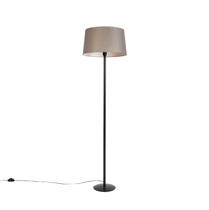 Szezonális akció Fekete állólámpa vászonárnyékolóval, taupe színben, 45 cm - Simplo