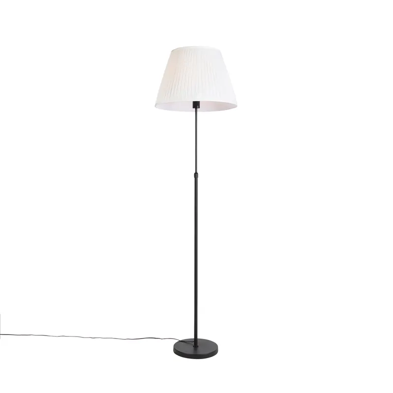 Végkiárusítás Állólámpa fekete, redős árnyékolóval krémszínű, 45 cm állítható - Parte