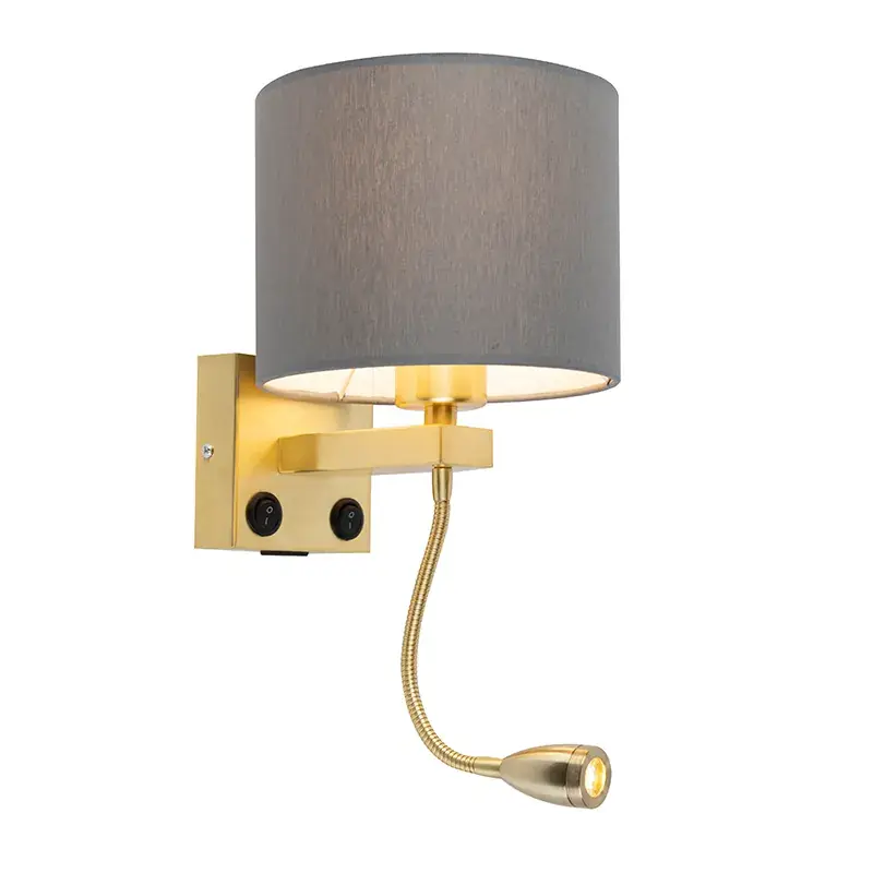 Vedd meg most Art Deco fali lámpa arany színben, USB-vel és szürke búrával - Brescia