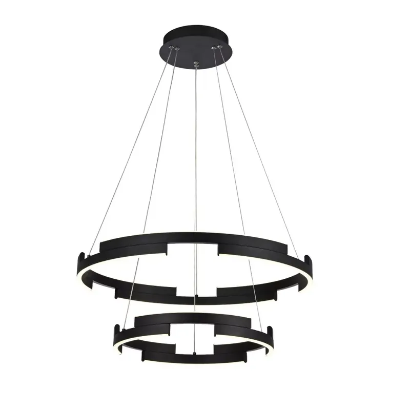 Árengedmény CASTLE kétszintes LED csillár fekete színben, modern kör design, 3600 lm