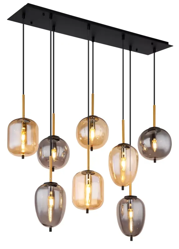 Népszerű BLACKY függőlámpa, 8xE14, 120 cm