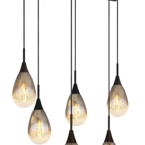 Szuper akció KRYS függőlámpa, 6xE14 , 120 cm, matt fekete