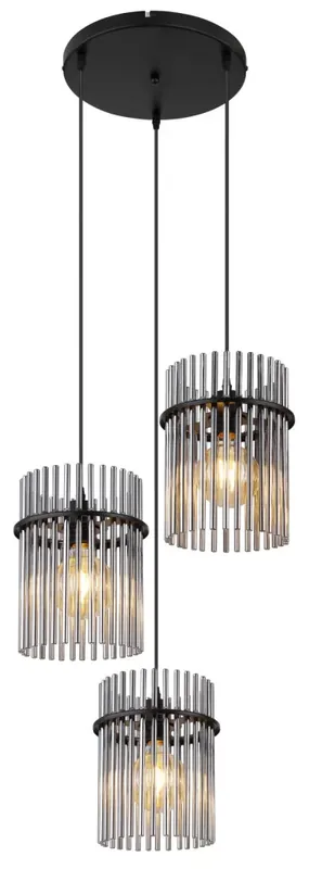 Outlet GORLEY függőlámpa, 3xE27, h 140 cm, d 47 cm, matt fekete