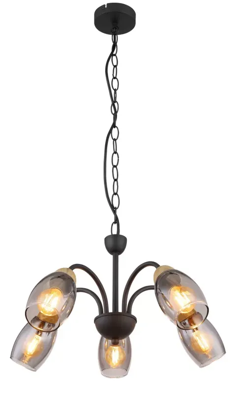 Végkiárusítás GERLY függőlámpa, 5xE14, 120 cm, matt fekete