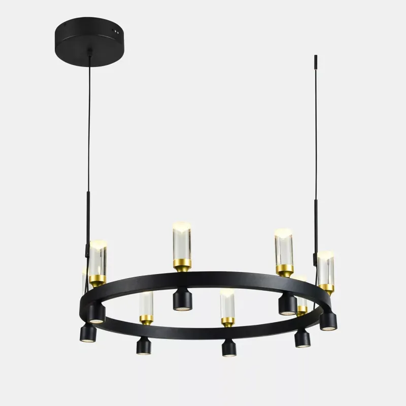 Biztonságos fizetés Almelo LED függőlámpa, arany-fekete, átlátszó, 2462 Lm/3000 K