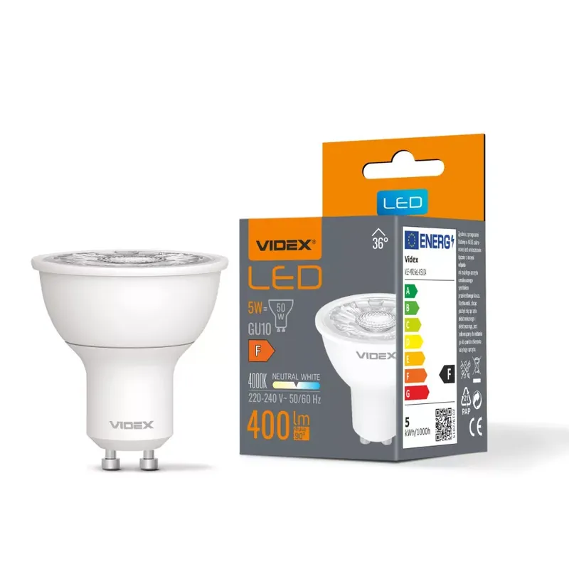 Videx GU10-es foglalatú 5 W-os LED izzó natúr fehér Árcsökkenés