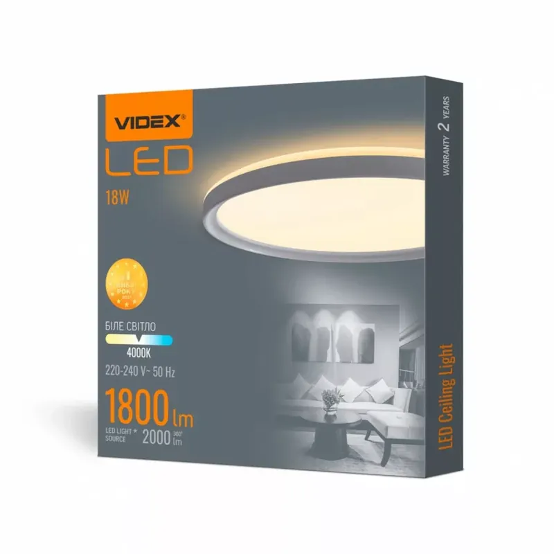 Videx 18 W-os ø292 mm fehér színű kerek natúr fehér mennyezeti lámpa Expressz kézbesítés