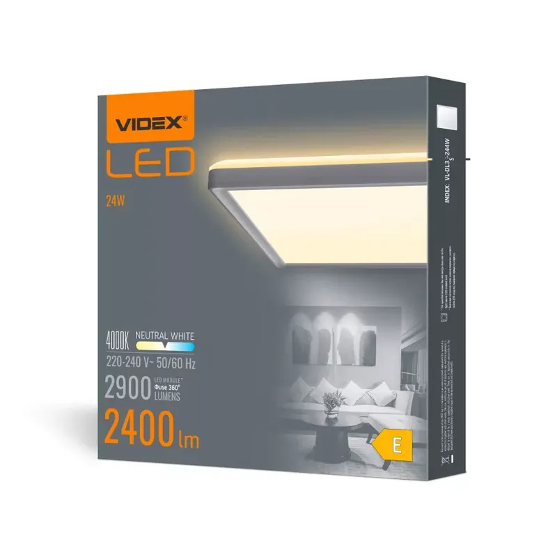 Videx 18 W-os ø292 mm fehér színű négyzet alakú natúr fehér mennyezeti lámpa Kedvezmény