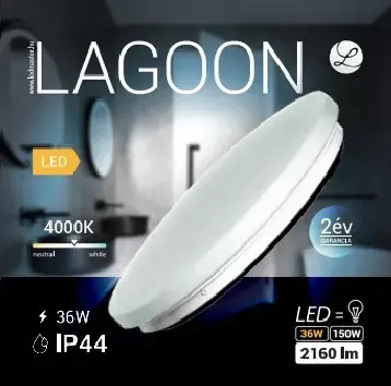 Rendeld meg most Lagoon 36 W-os ø350 mm kerek natúr fehér mennyezeti lámpa IP44-es védettségű