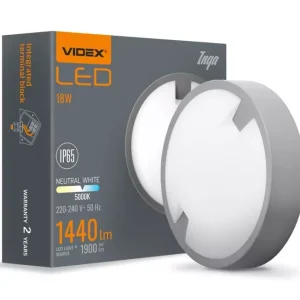 Ajánlat Videx Inga 18 W-os ø220 mm kör alakú natúr fehér antracit színű mennyezeti lámpa IP65-ös védettségű