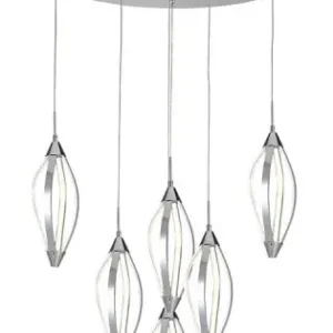 Biztonságos vásárlás Luxera Sakura króm LED függesztett lámpa (LUX-61305) LED 6 izzós IP20