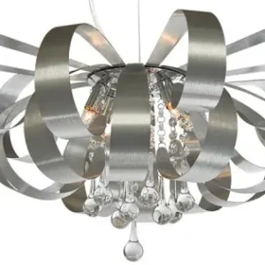 Csak ma Luxera Ribbon Crystal króm-szürke kristály függesztett lámpa (LUX-64409) G9 6 izzós IP20