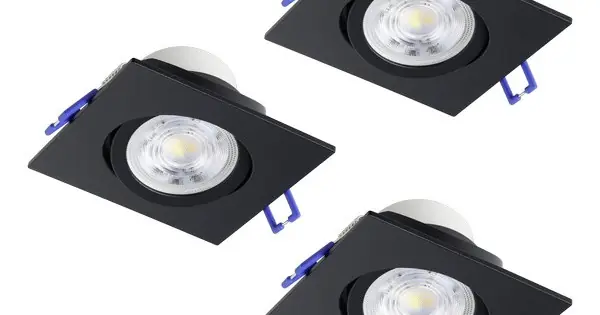Szuper ajánlat Eglo Saliceto fekete LED mennyezetbe építhető lámpa szett (EG-902284) LED 3 izzós IP20