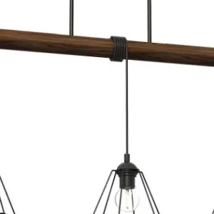Újdonság Milagro Acero fekete-barna függesztett lámpa (MIL-MLP7888) E27 3 izzós IP20