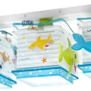 Rendeld meg most Dalber Little Shark fehér-kék gyerek mennyezeti lámpa (DA-63473) E27 3 izzós IP20