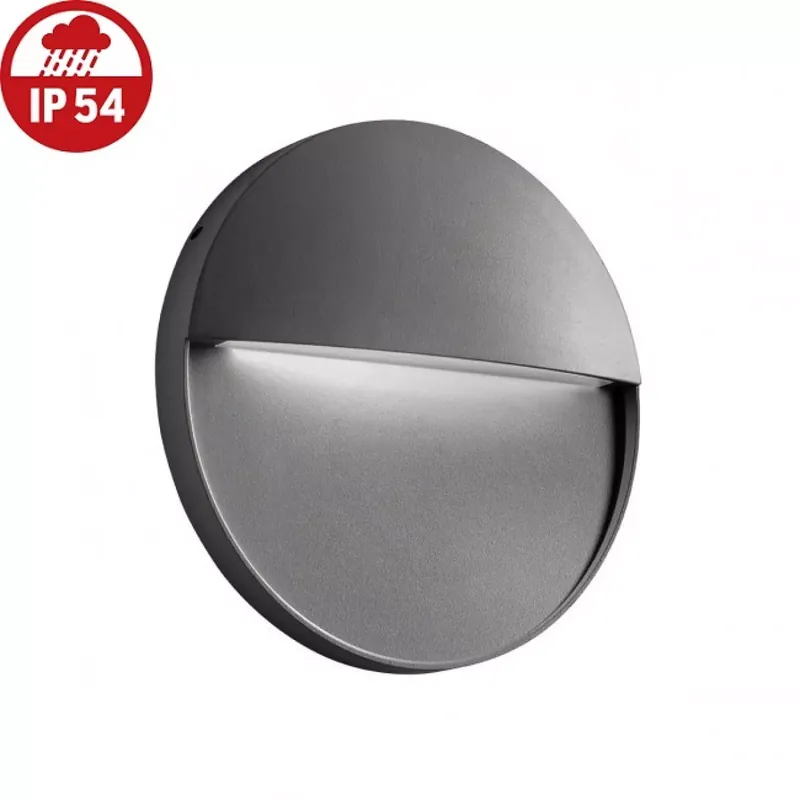 Korlátozott ajánlat LANDER led kültéri fali lépcső megvilágító lámpa, 275lm, szürke, kerek - Redo-90477