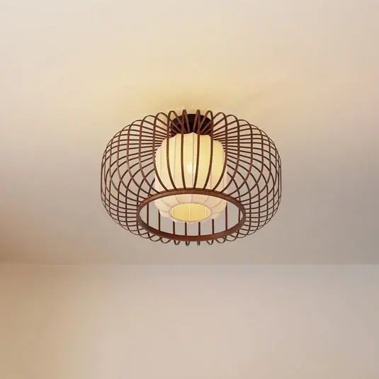 Exkluzív ajánlat Lindby Davella mennyezeti világítás, Ø 50 cm, bambusz, textil