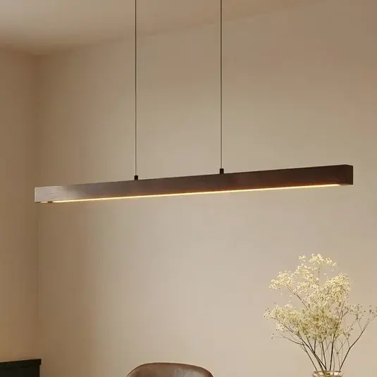Akciós ár Lucande LED lógó lámpa Nihalo, diófa, 122 cm, dimmelhető, CCT