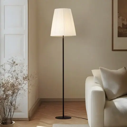 Szuper ajánlat Lindby Virelle álló világítás, fekete/fehér, textil, magasság 170 cm