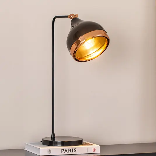 Yildo asztali világítás, fekete/réz, fém, magasság 52 cm Korlátozott ajánlat