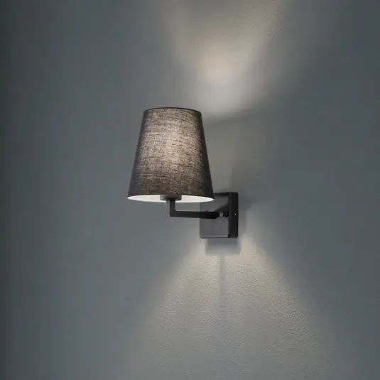 Fali világítás profil, fekete, fém/szövet, magasság 30 cm Gyors kiszállítás