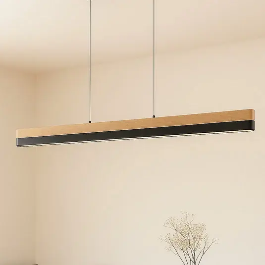 Lucande LED függő világítás Holven, fa, CCT, hosszúság 113 cm Outlet