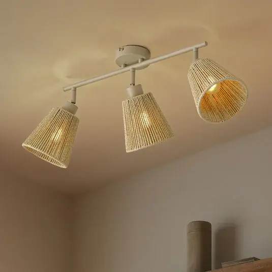 Outlet Lindby Anuva mennyezeti spotlámpa, 72 cm, 3 izzós, bézs, papír
