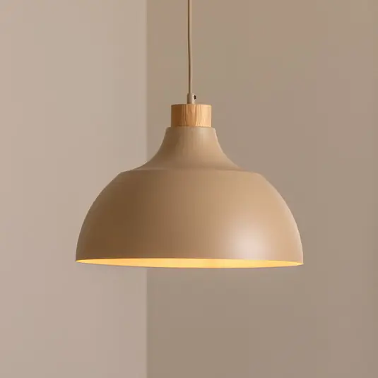 Envostar Kaitt lógó világítás, homokszínű, Ø 34 cm, faelemekkel Legkelendőbb